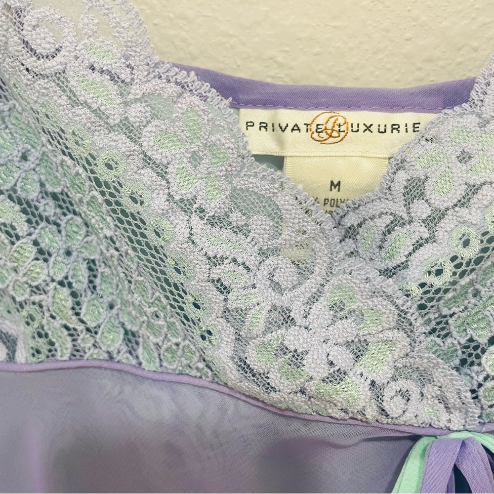 Private Luxuries Lavender & Teal Chiffon Fairy Babydoll Camisole Womens Size M - Picture 4 of 10